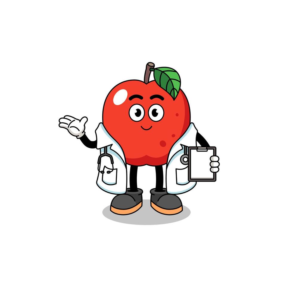 Cartoon mascot of apple doctor vector