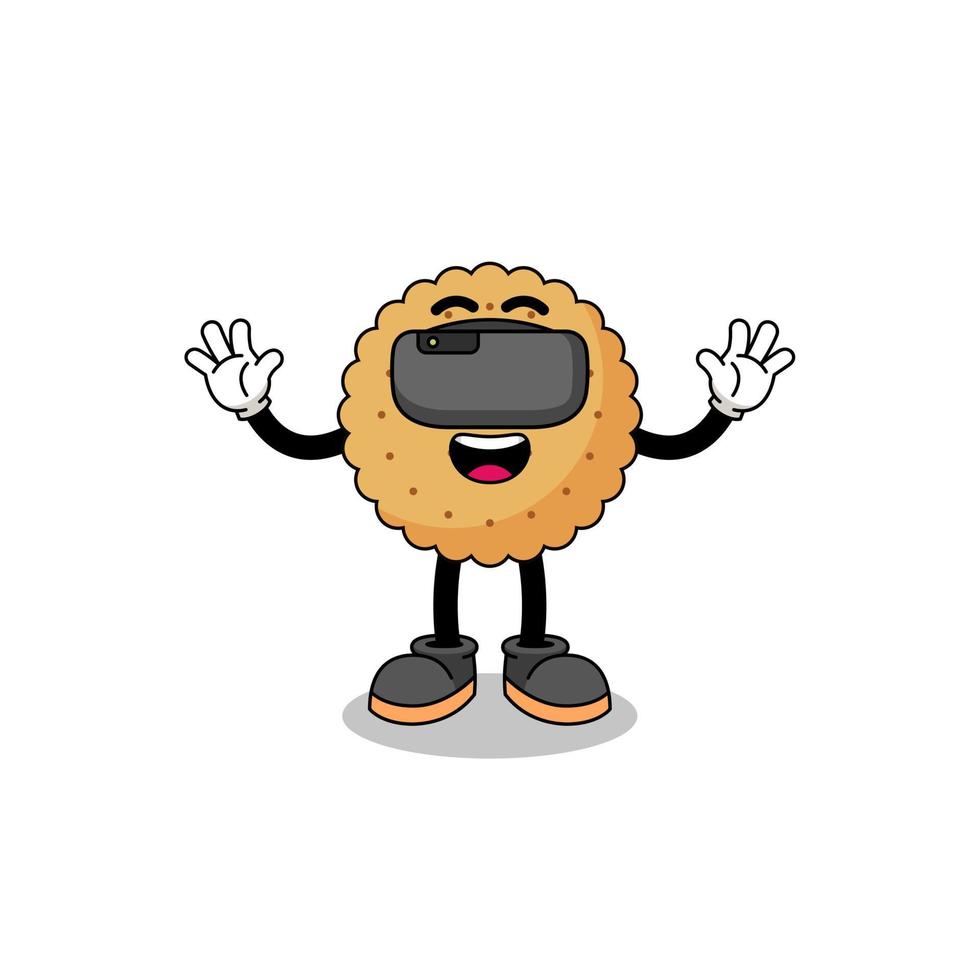 Illustration of biscuit round with a vr headset vector