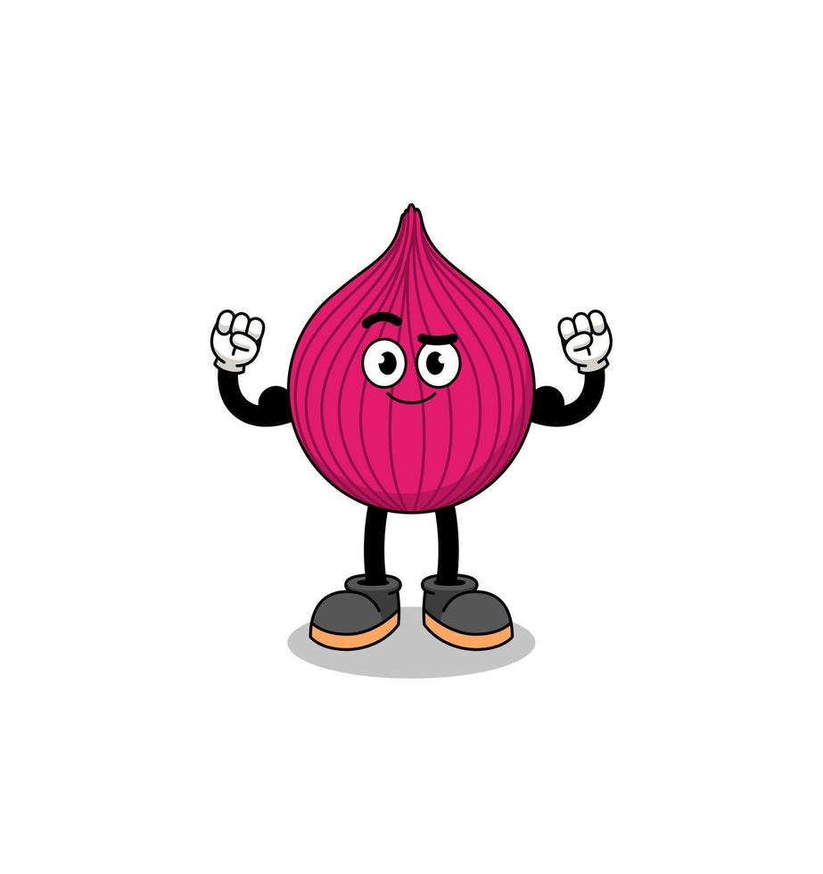 Mascot cartoon of onion red posing with muscle vector