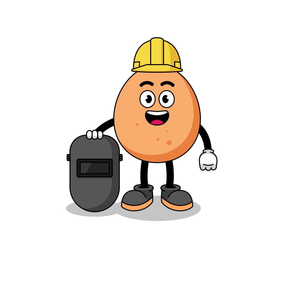 Mascot of egg as a welder vector