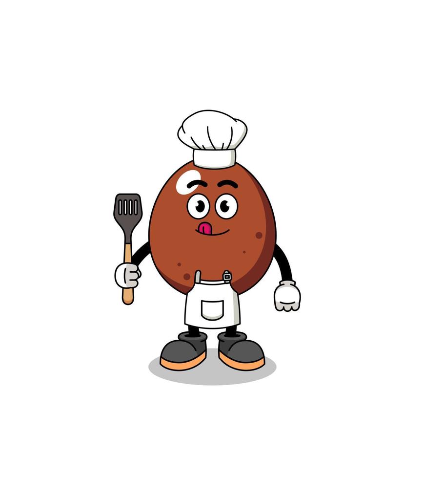 ilustración de mascota del chef de huevo de chocolate vector