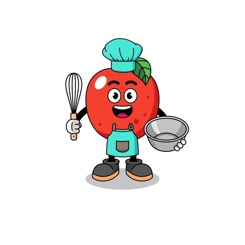 Illustration of apple as a bakery chef vector
