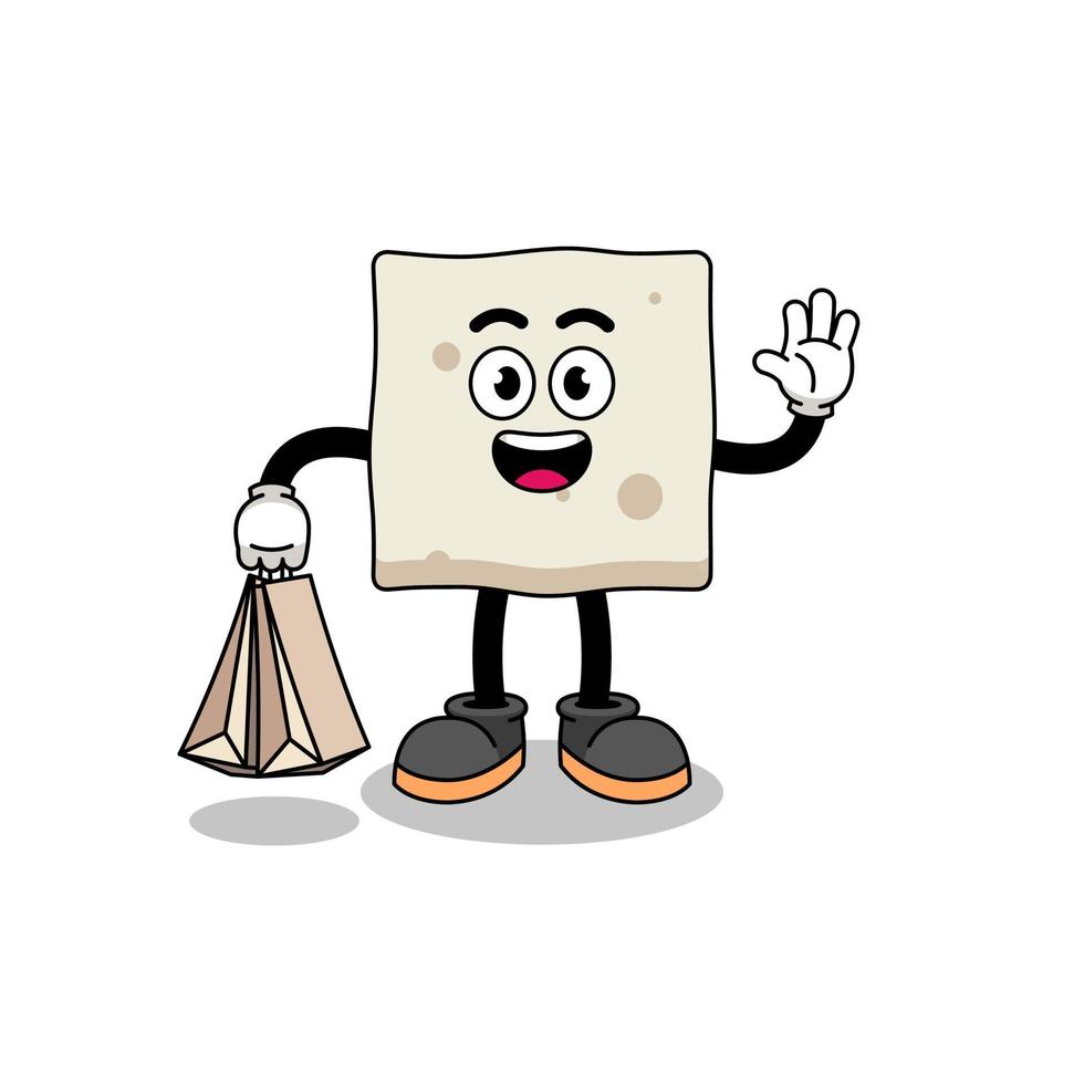 Cartoon of tofu shopping vector