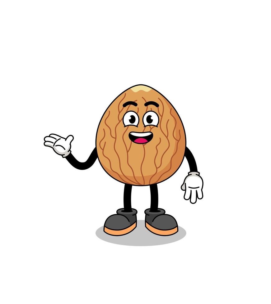 almond cartoon with welcome pose vector