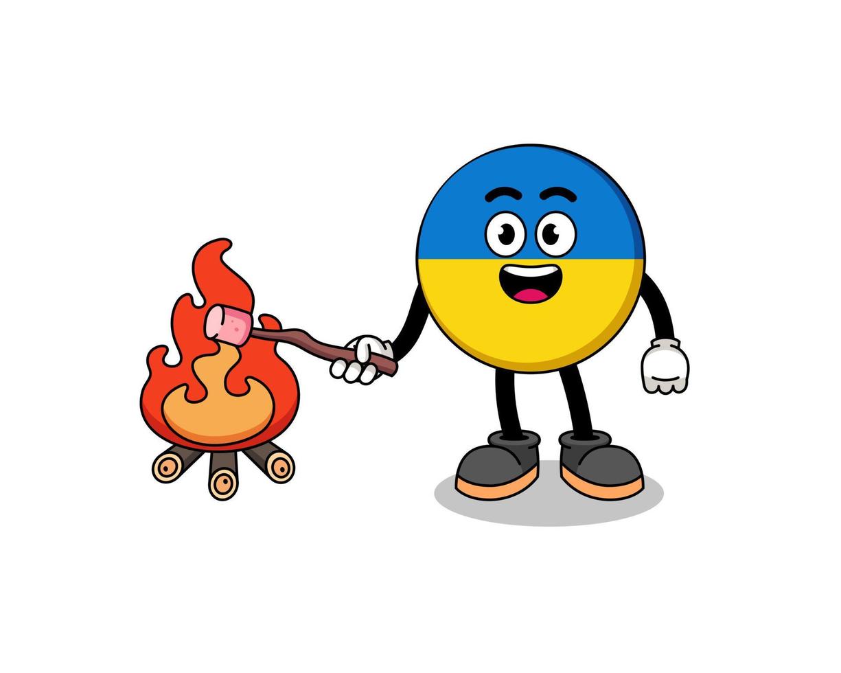 Illustration of ukraine flag burning a marshmallow vector