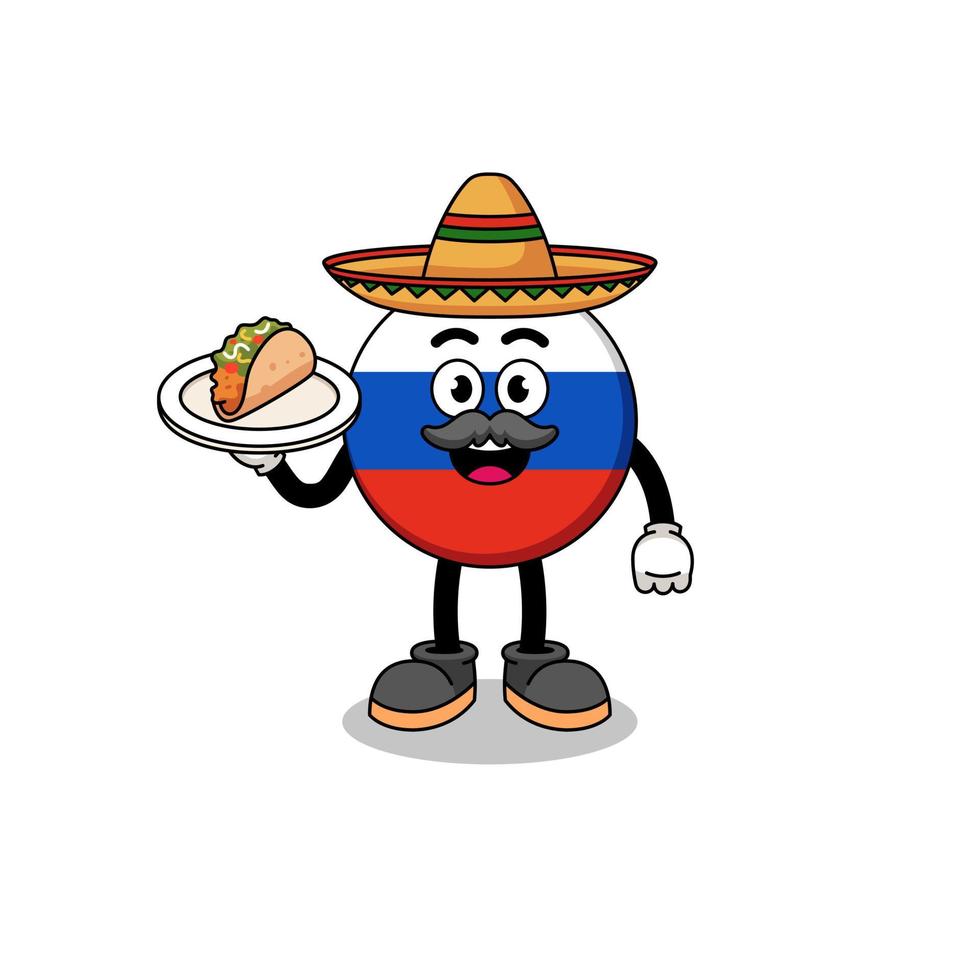 caricatura de personaje de la bandera de rusia como chef mexicano vector