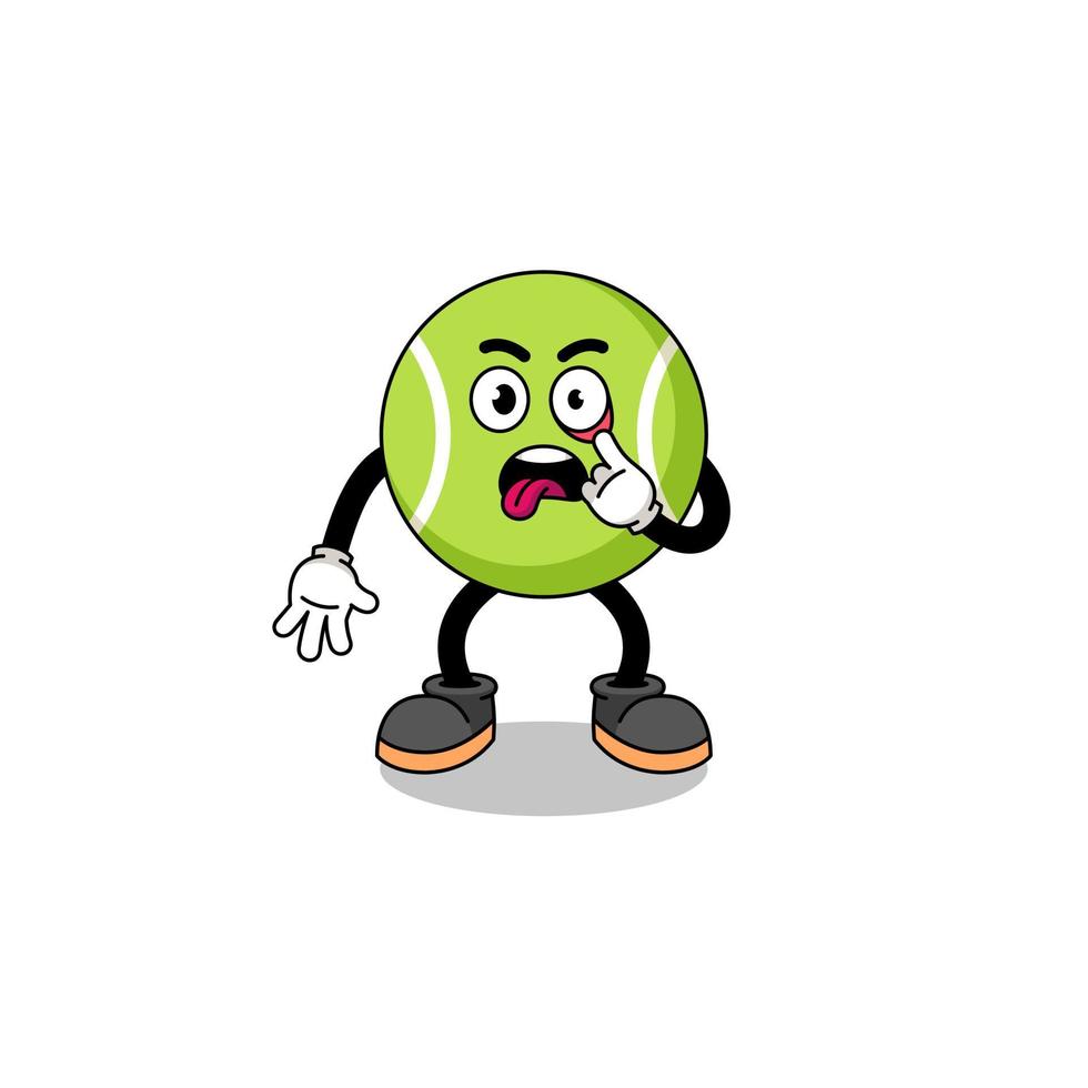 Character Illustration of tennis ball with tongue sticking out vector