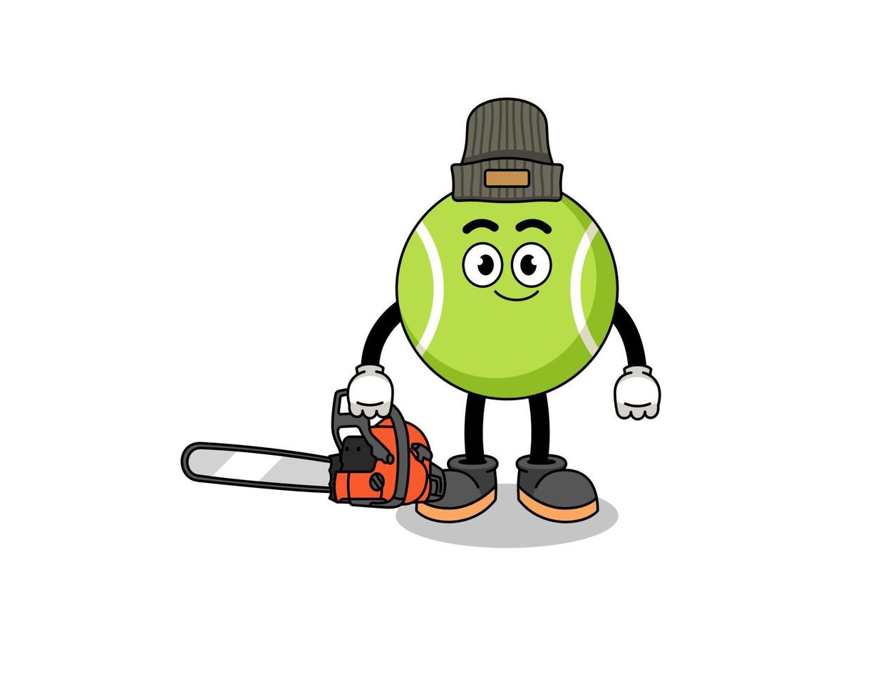 tennis ball illustration cartoon as a lumberjack vector