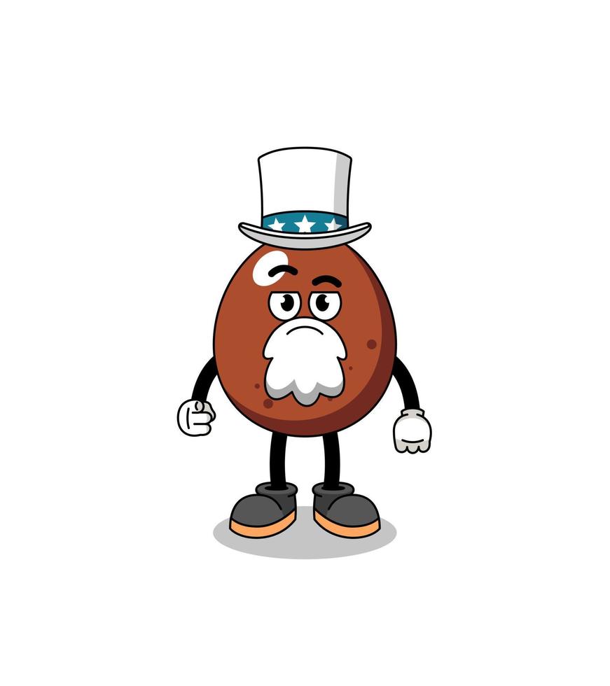 Illustration of chocolate egg cartoon with i want you gesture vector