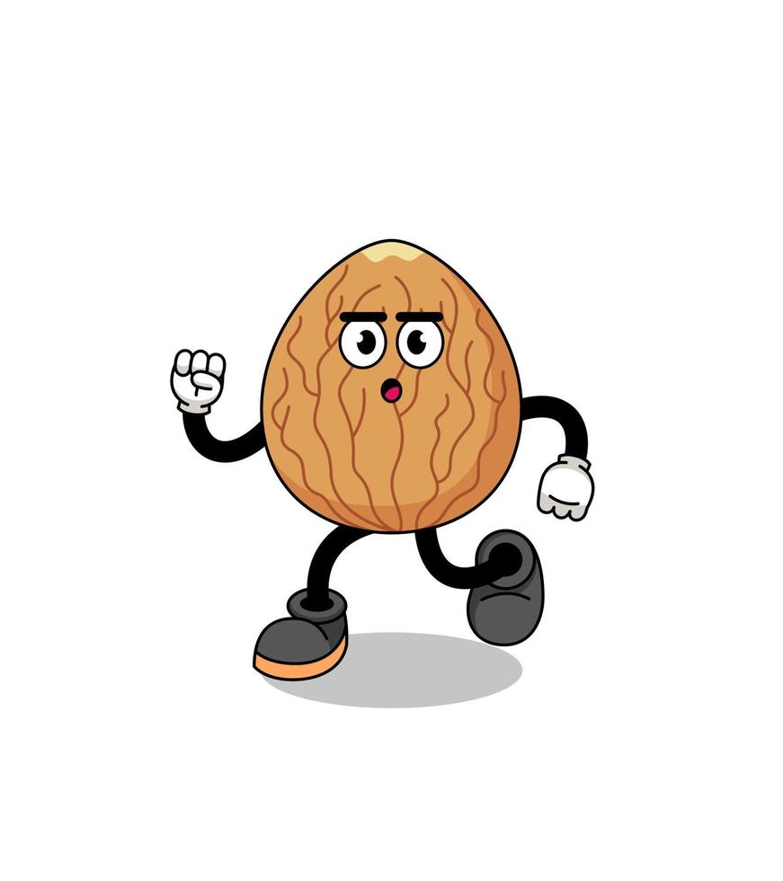 running almond mascot illustration vector