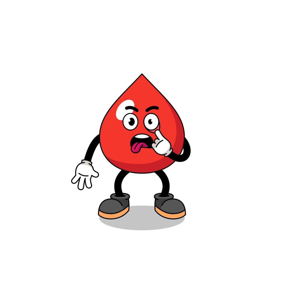 Character Illustration of blood with tongue sticking out vector