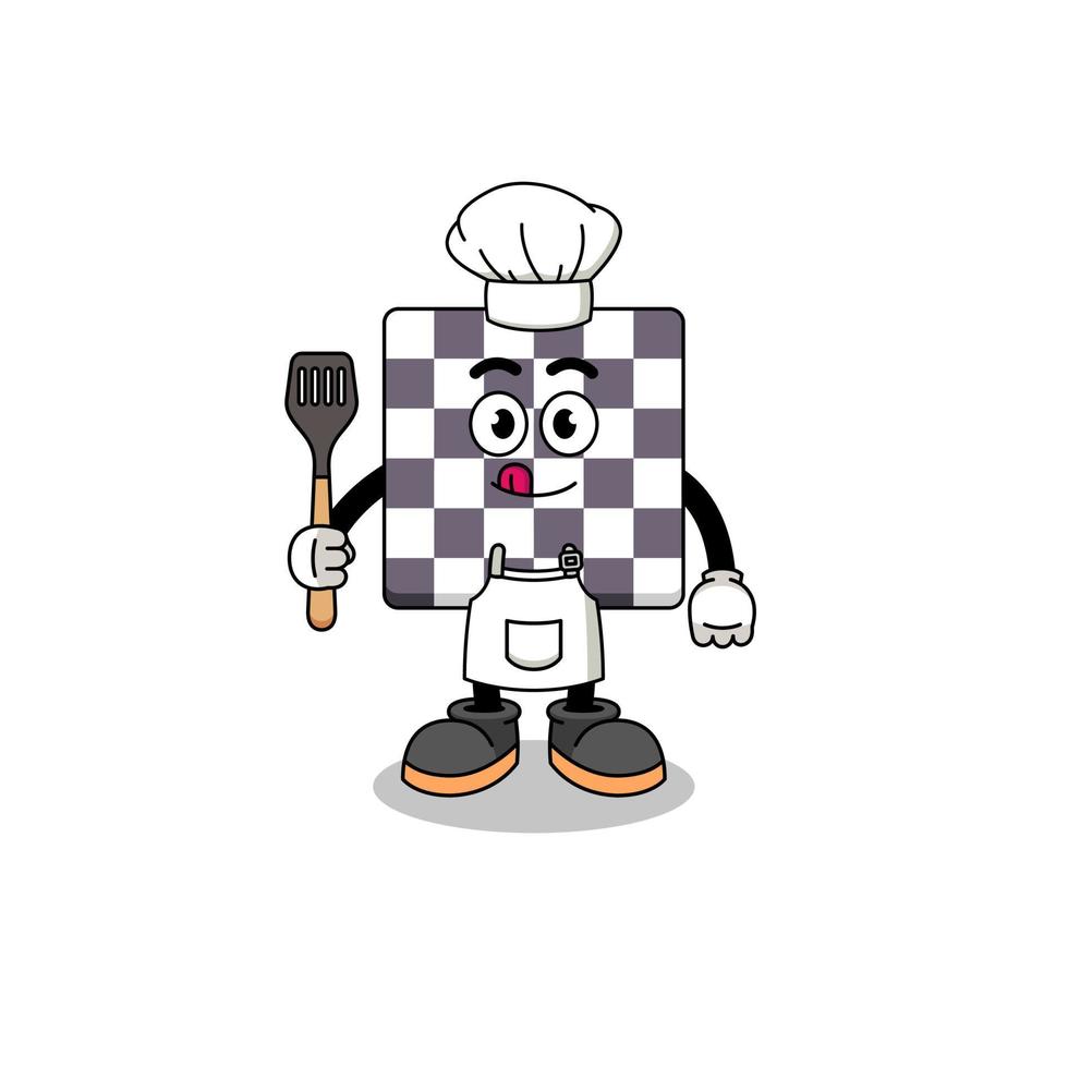 ilustración de mascota del chef de tablero de ajedrez vector