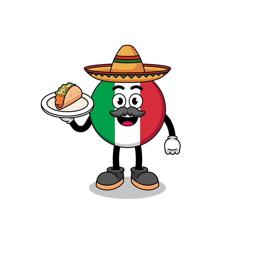 caricatura de personaje de la bandera de italia como chef mexicano vector