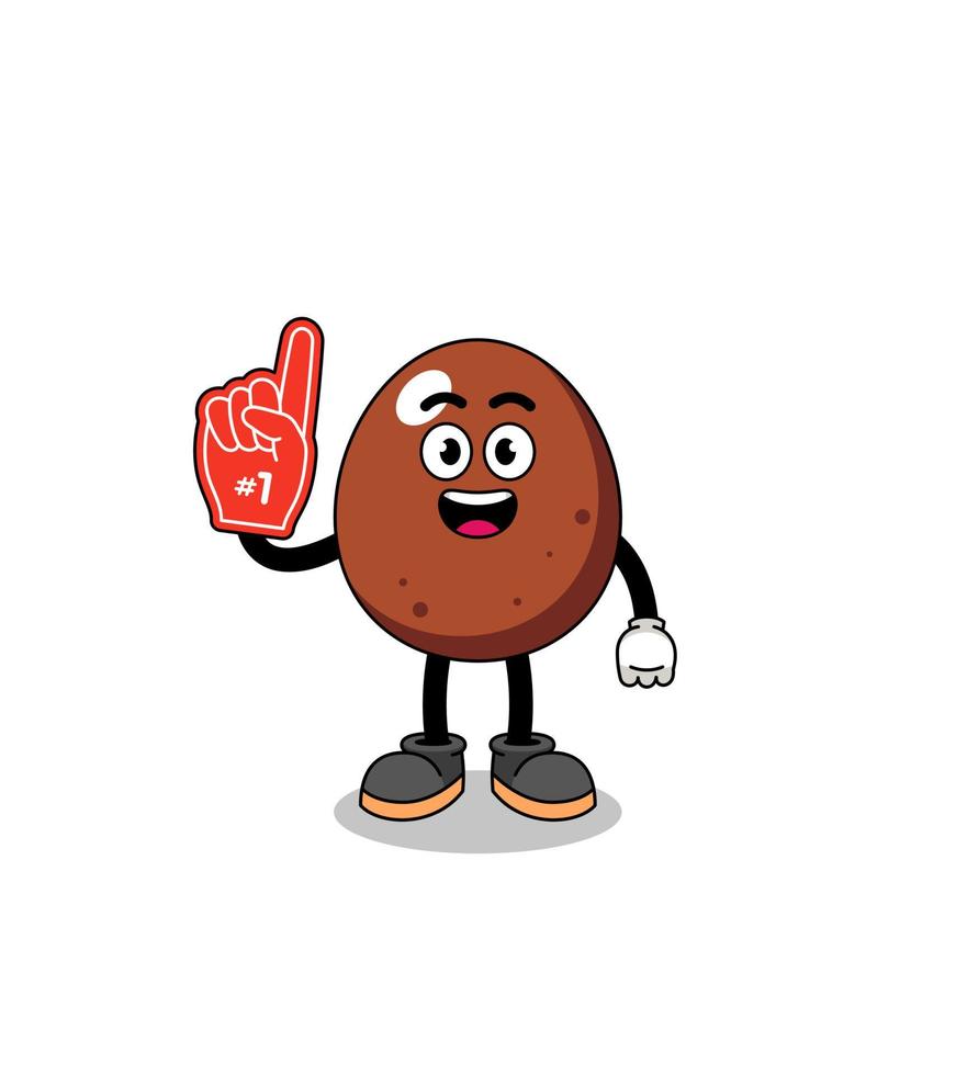 Cartoon mascot of chocolate egg number 1 fans vector