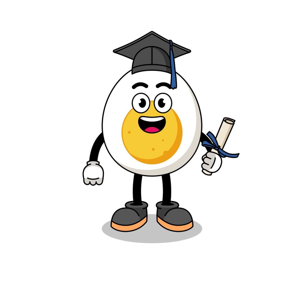 boiled egg mascot with graduation pose vector