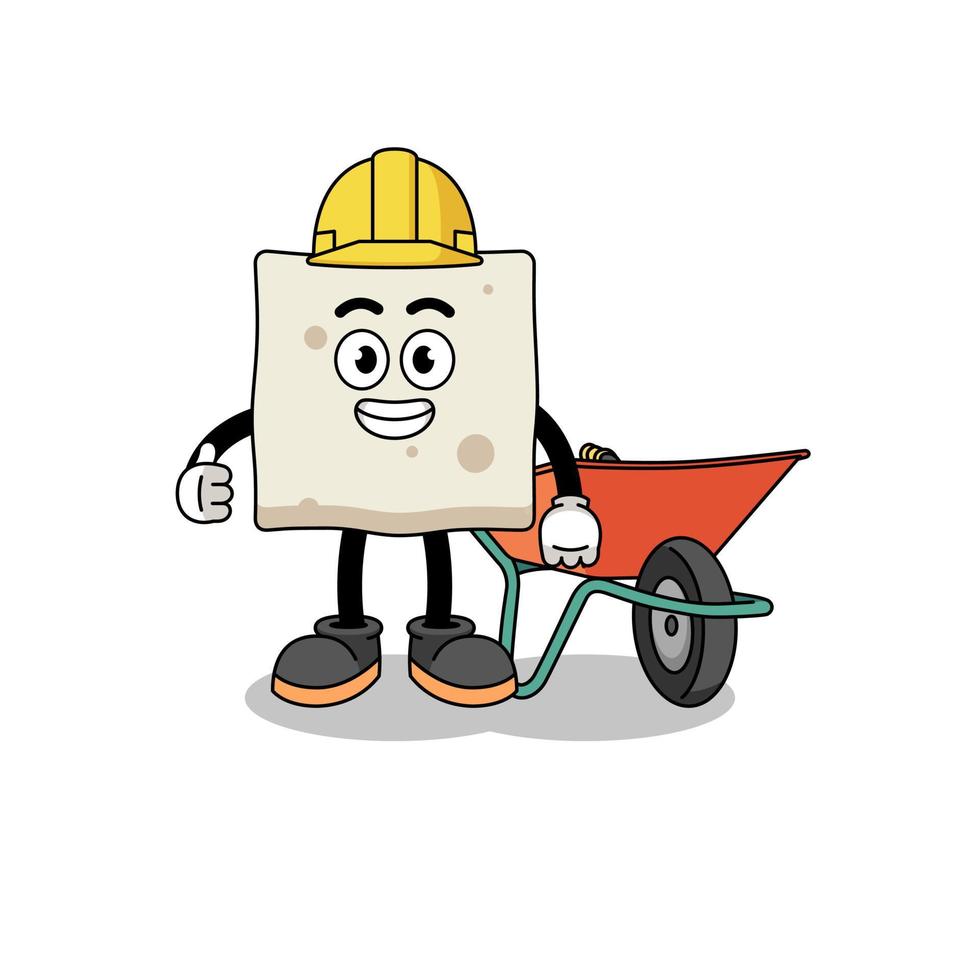 tofu cartoon as a contractor vector