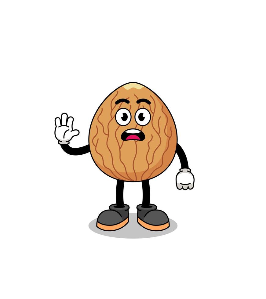 almond cartoon illustration doing stop hand vector