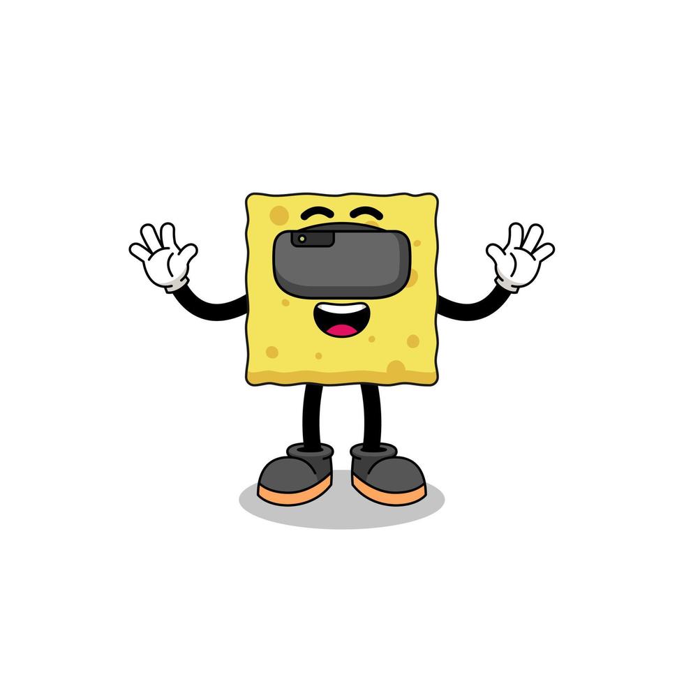 Illustration of sponge with a vr headset vector