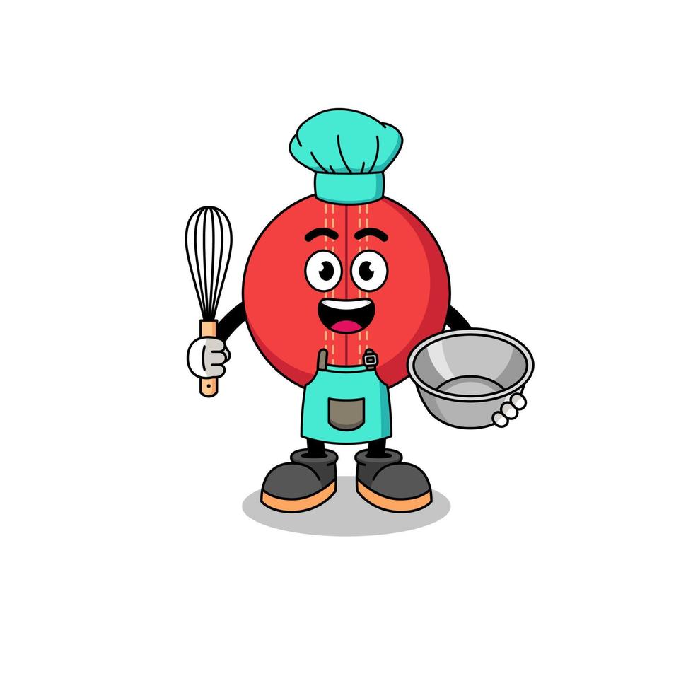 Illustration of cricket ball as a bakery chef vector