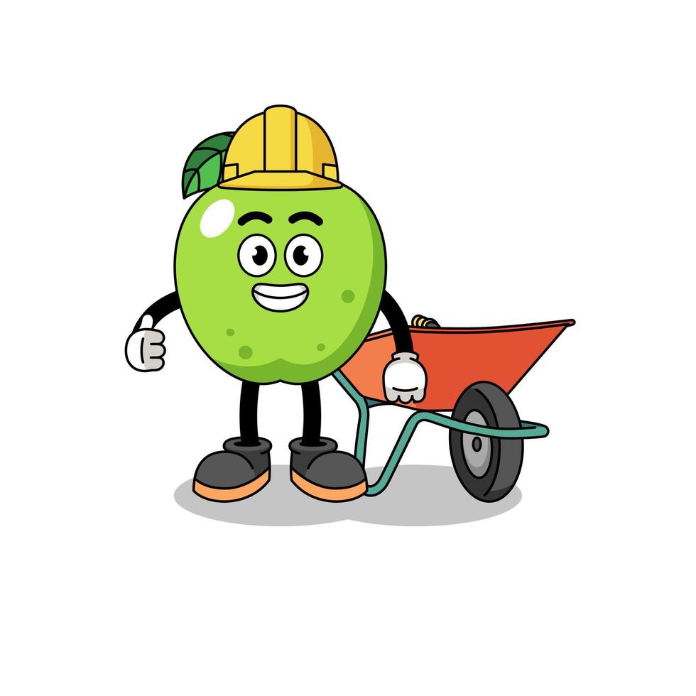 green apple cartoon as a contractor vector