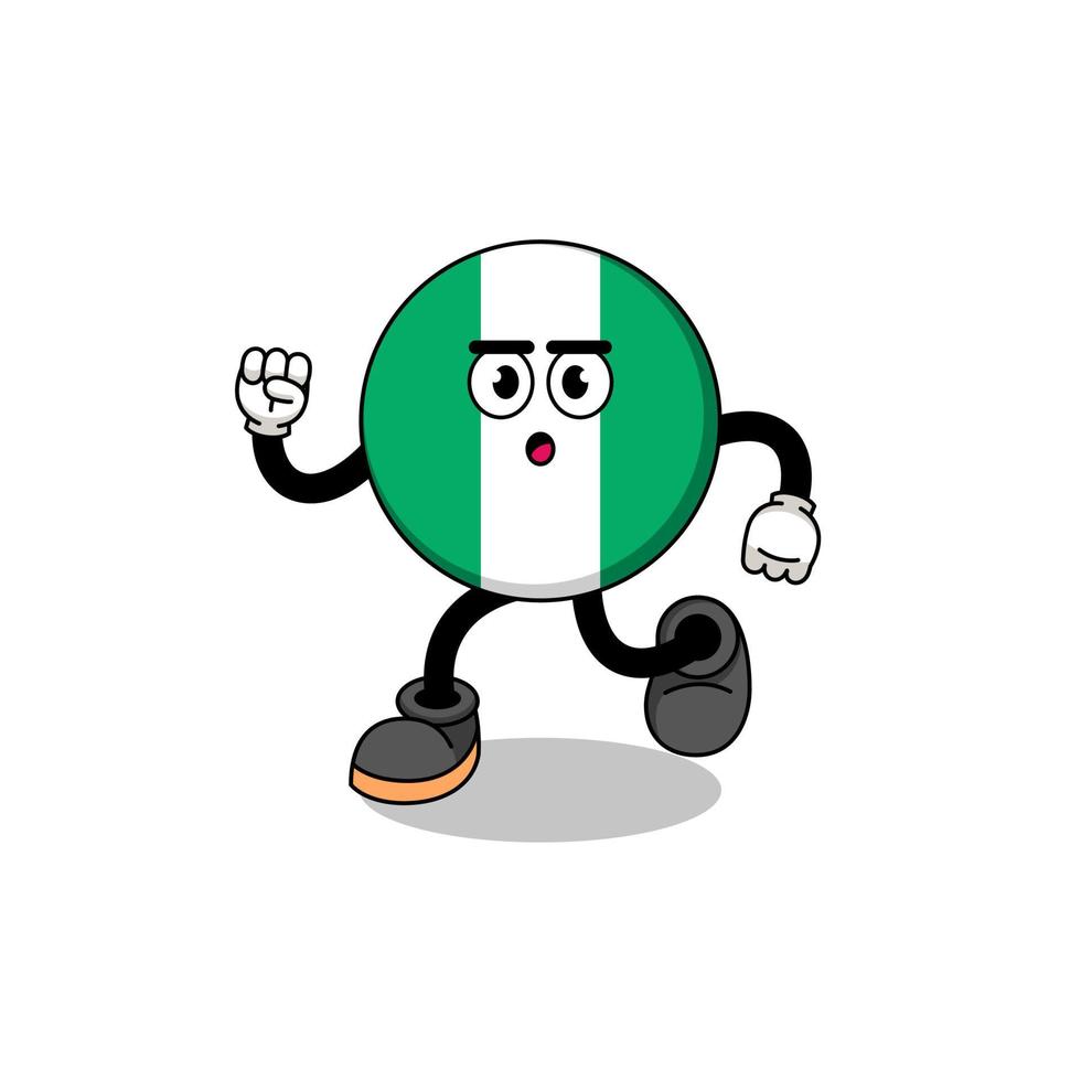 running nigeria flag mascot illustration vector