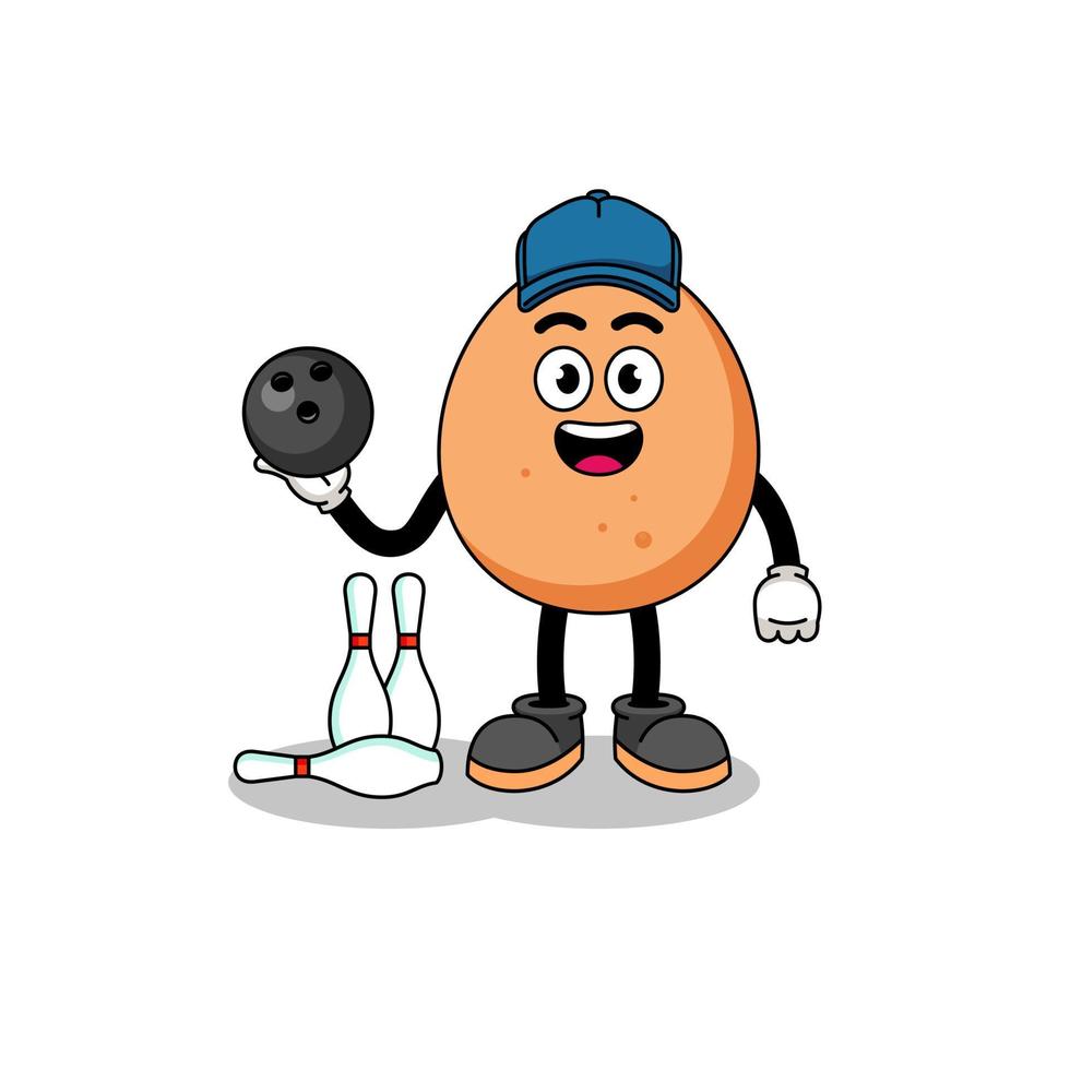 Mascot of egg as a bowling player vector