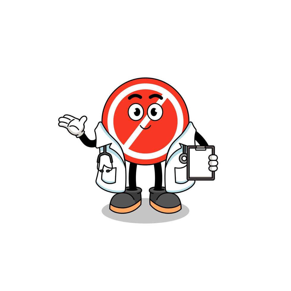Cartoon mascot of stop sign doctor vector