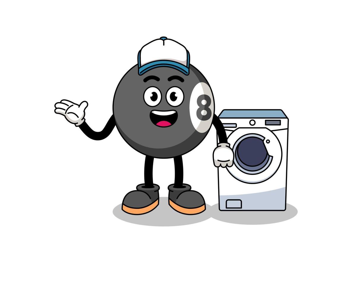 billiard ball illustration as a laundry man vector