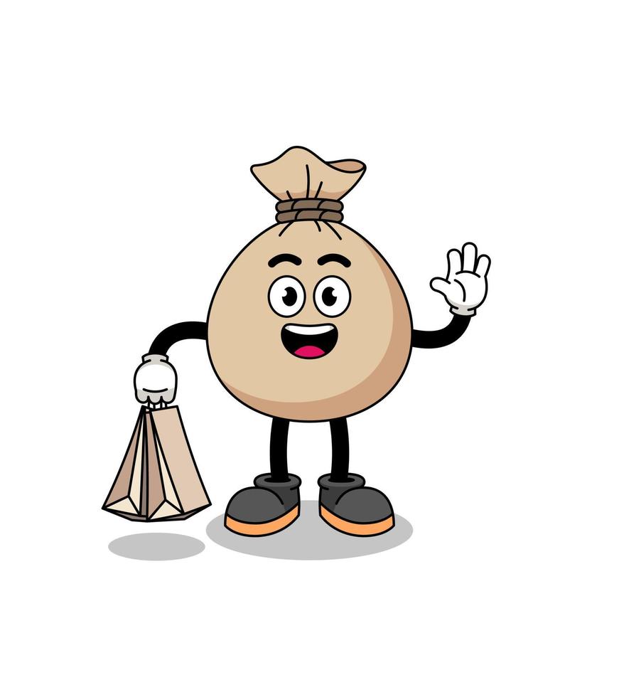 Cartoon of money sack shopping vector