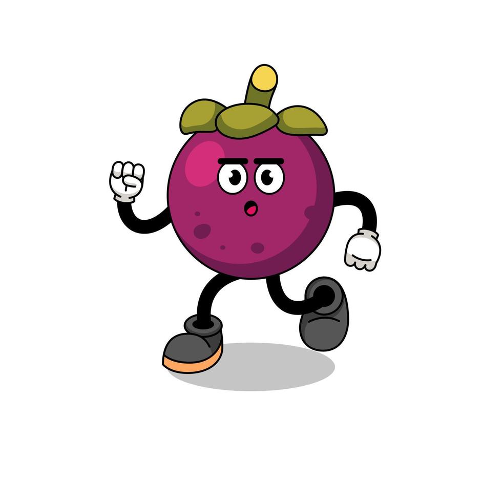 running mangosteen mascot illustration vector