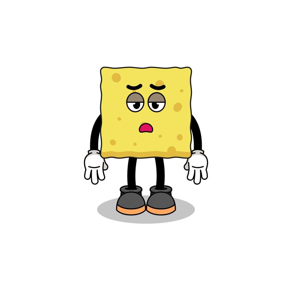 sponge cartoon with fatigue gesture vector