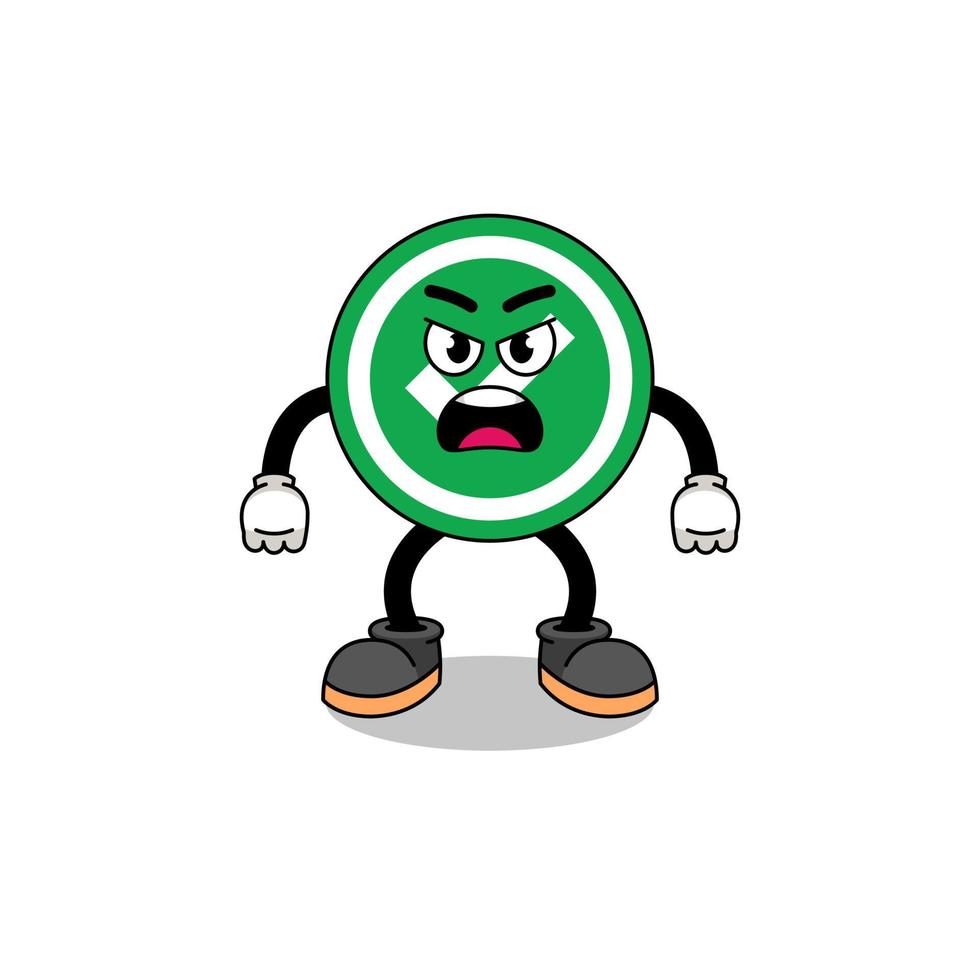 check mark cartoon illustration with angry expression vector