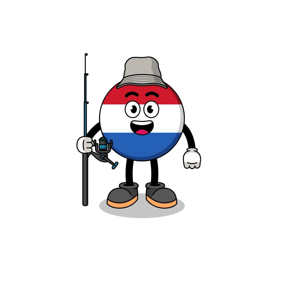 Mascot Illustration of netherlands flag fisherman vector