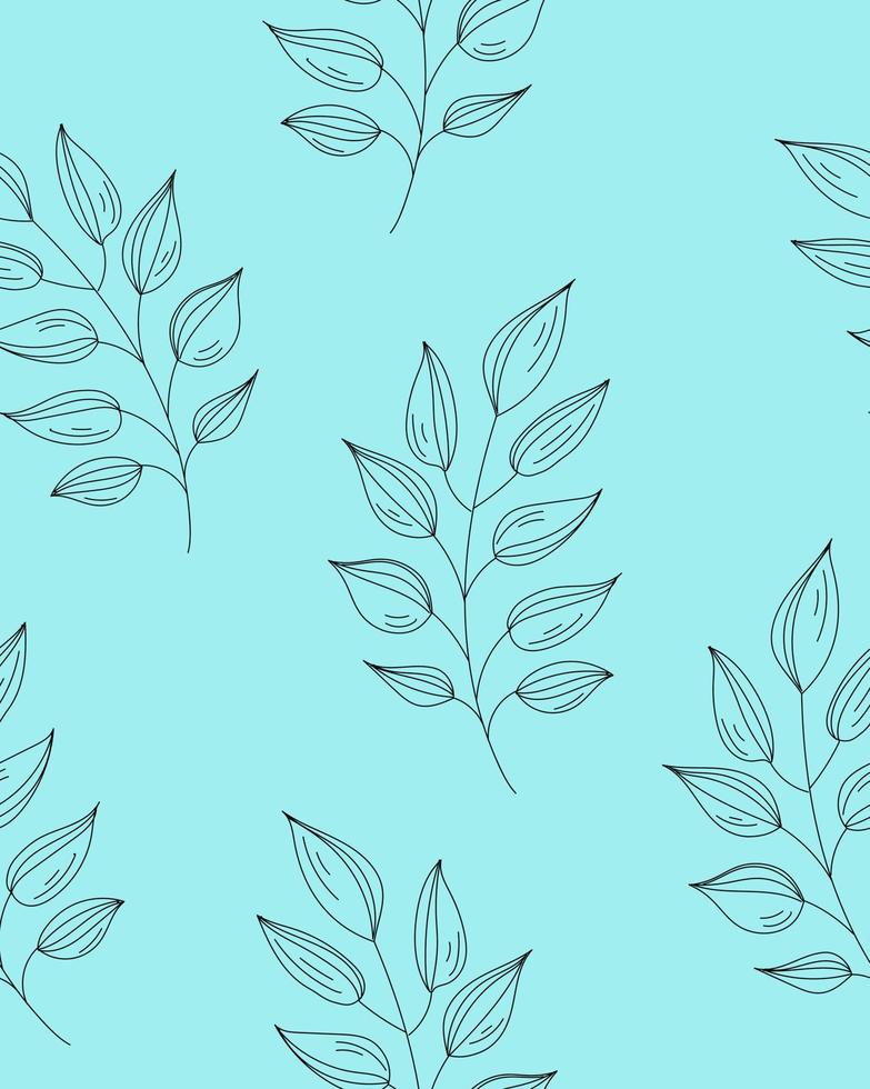 Pattern with twigs line art vector