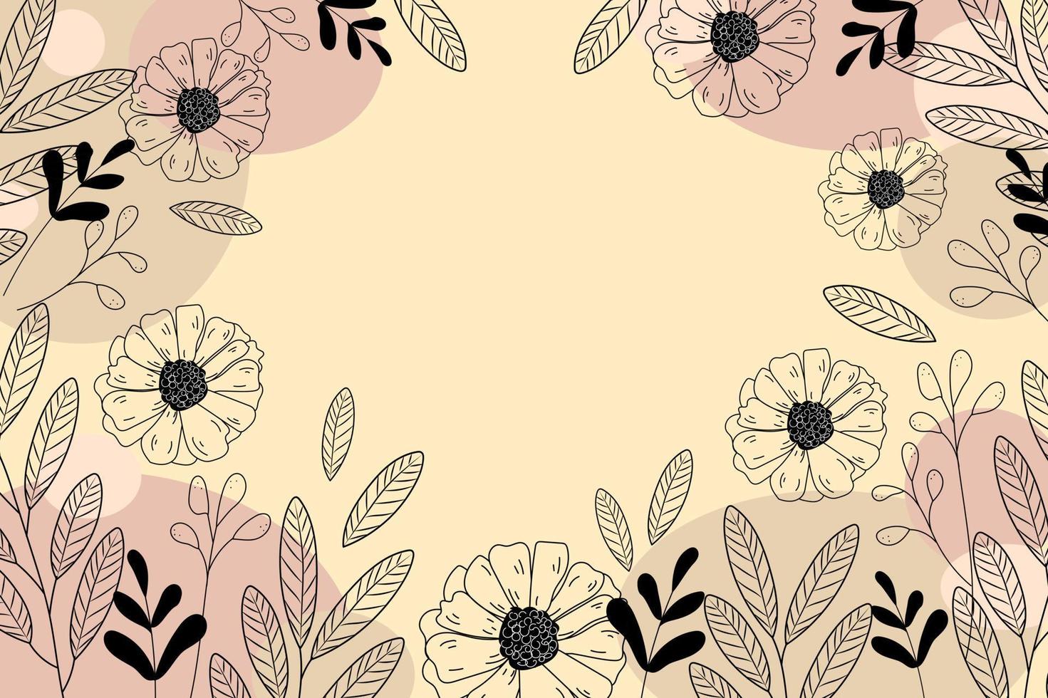 Horizontal banner with delicate warm colors and plants vector