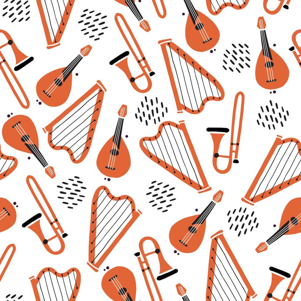 seamless pattern of musical instrument vector