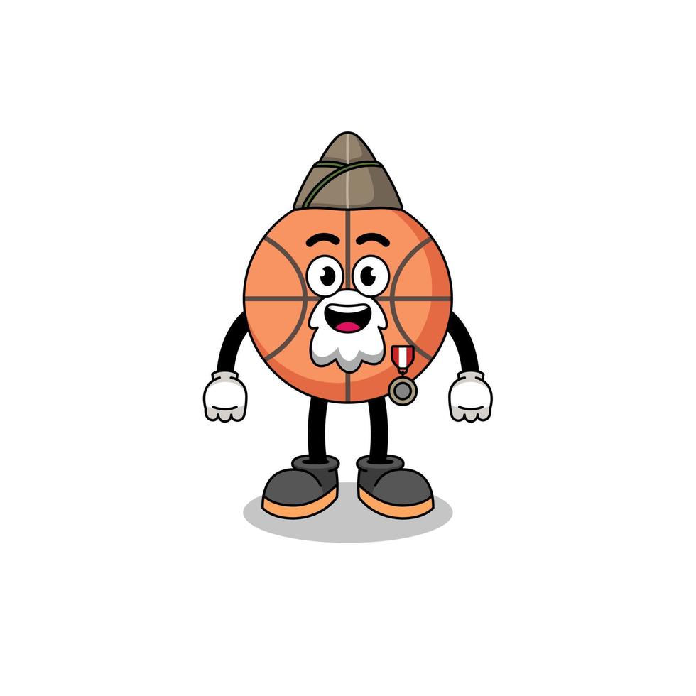 personaje de dibujos animados de baloncesto como veterano vector