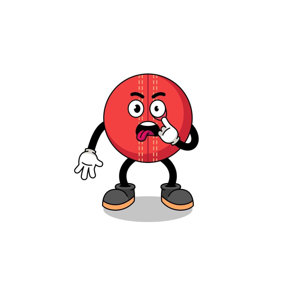 Character Illustration of cricket ball with tongue sticking out vector