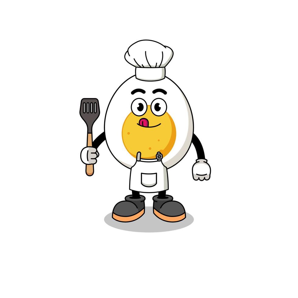 ilustración de mascota del chef de huevo cocido vector