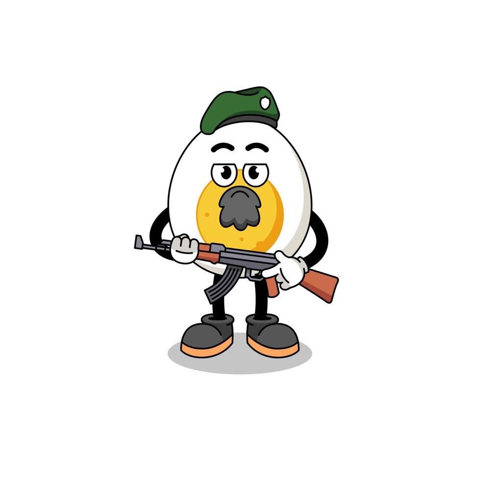 Character cartoon of boiled egg as a special force vector