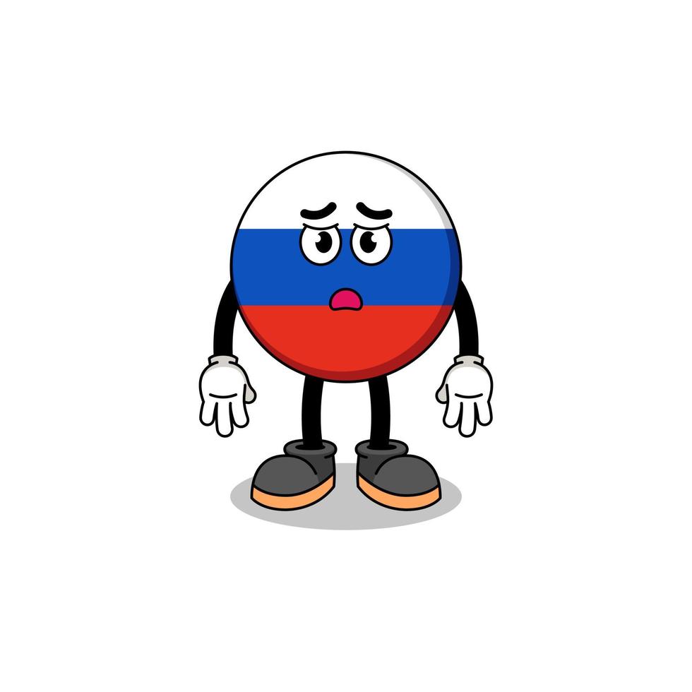 russia flag cartoon illustration with sad face vector