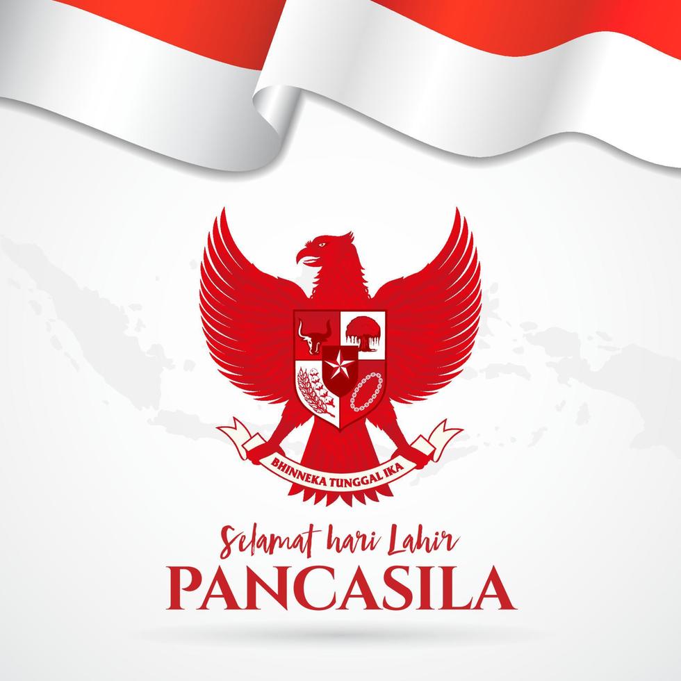vector illustration. selamat hari Lahir Pancasila. Translation Happy Pancasila day.