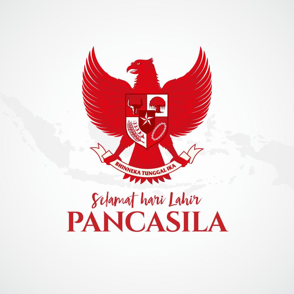 vector illustration. selamat hari Lahir Pancasila. Translation Happy Pancasila day.