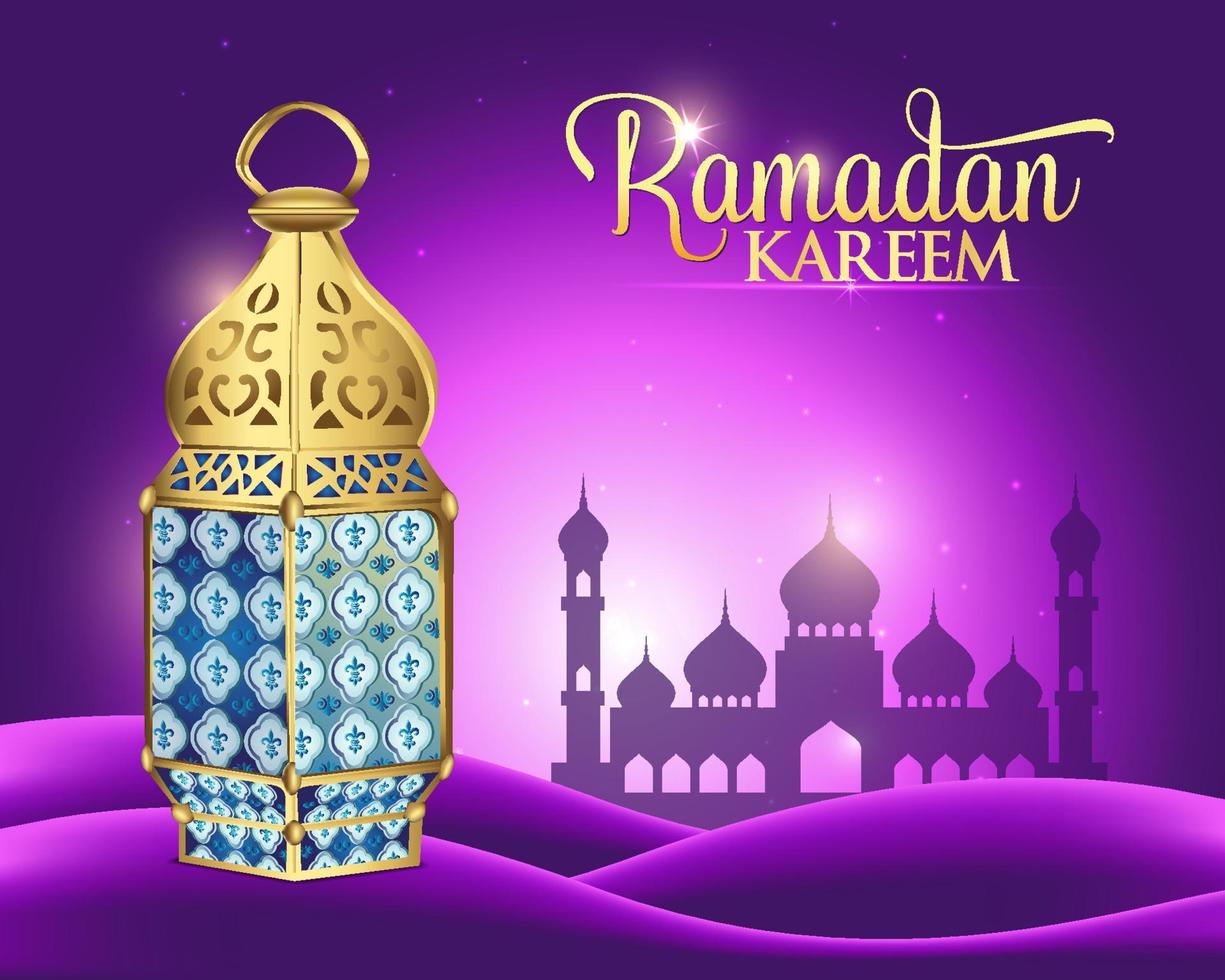 Elegant Ramadan Kareem background with arabic lantern for the Holy Month Occasion of fasting. 3d vector illustration.