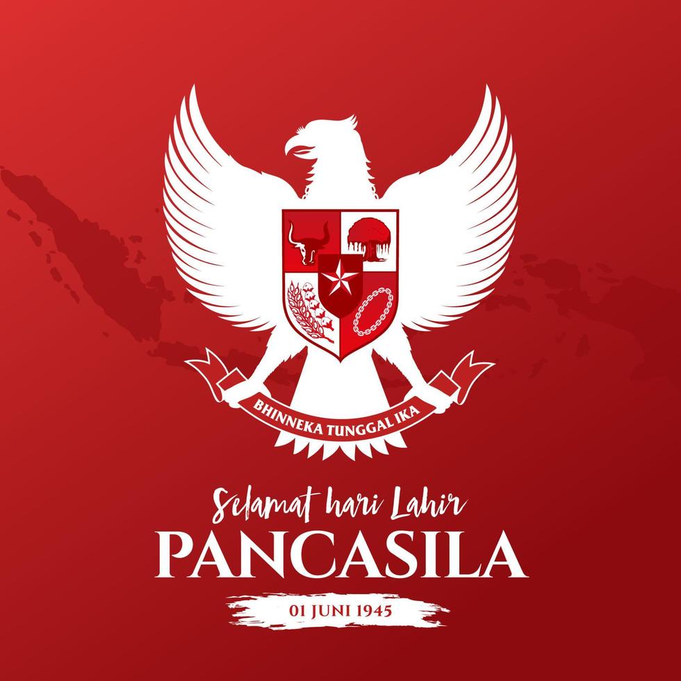 vector illustration. selamat hari Lahir Pancasila. Translation Happy Pancasila day.