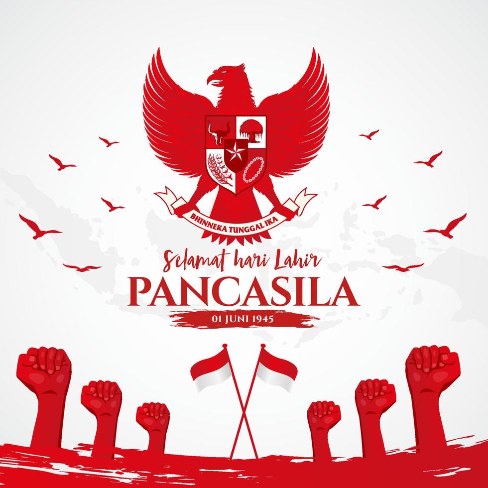 vector illustration. selamat hari Lahir Pancasila. Translation Happy Pancasila day.
