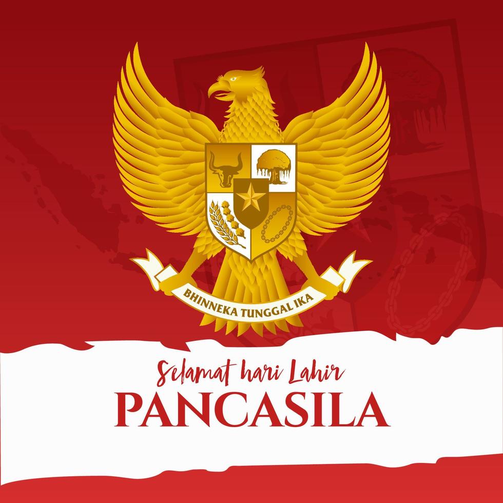 vector illustration. selamat hari Lahir Pancasila. Translation Happy Pancasila day.