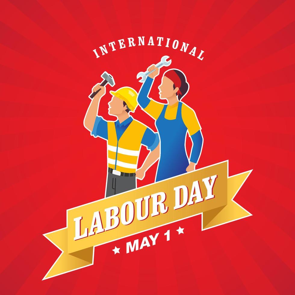 Happy international Labour day vector illustration.