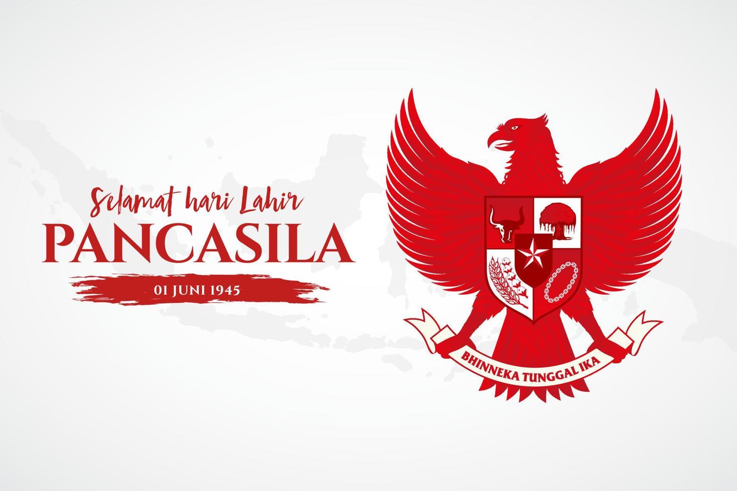 vector illustration. selamat hari Lahir Pancasila. Translation Happy Pancasila day.