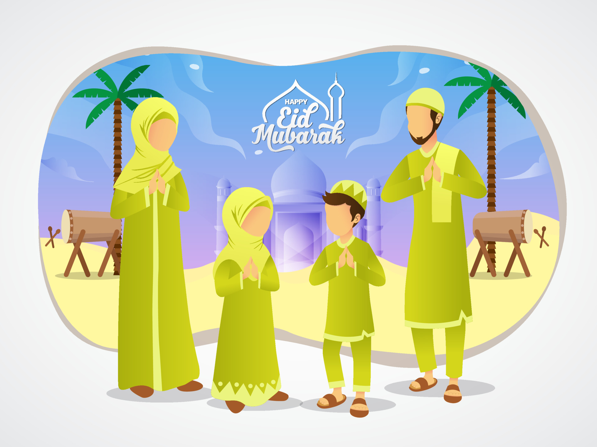 Eid mubarak greeting card. Cartoon muslim family celebrating Eid al fitr with mosque as background. Vector illustration for Eid greeting card, banner and poster. 6672990 Vector Art at Vecteezy Eid mubarak greeting card. Cartoon muslim family celebrating Eid al fitr with mosque as background. Vector illustration for Eid greeting card, banner and poster. 6672990 Vector Art at Vecteezy